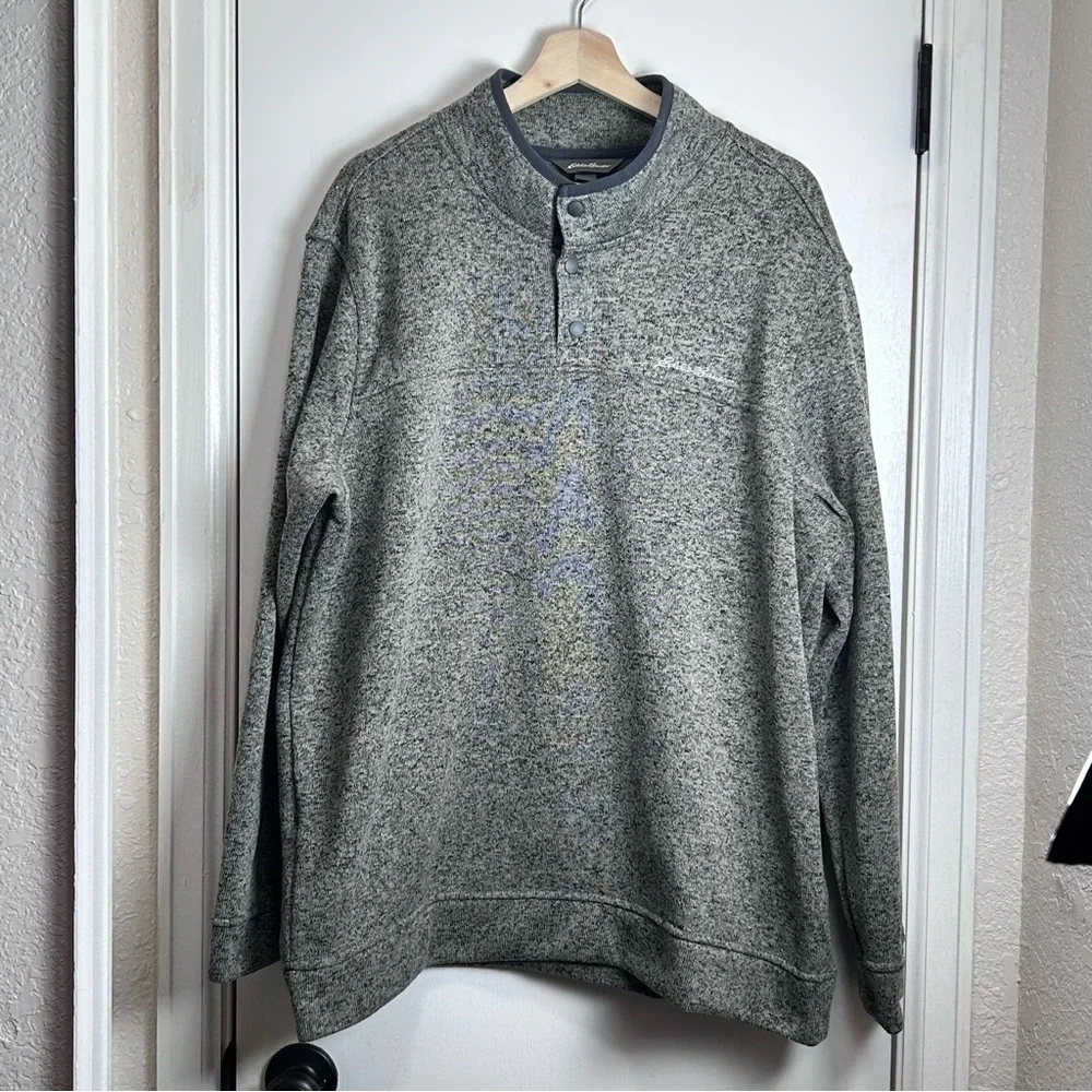 Eddie Bauer Men's XXL Radiator Fleece Snap Mock Pullover Green Marled - Picture 8 of 8